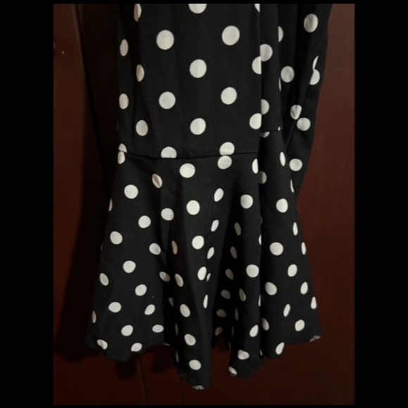 Dokuritu Polka Dot Midi Ruffled Wrap Dress Black/White Size L - NWT - Picture 12 of 16